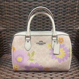 coach Rowan Satchel Bag In Signature Canvas With Floral Print cbg72